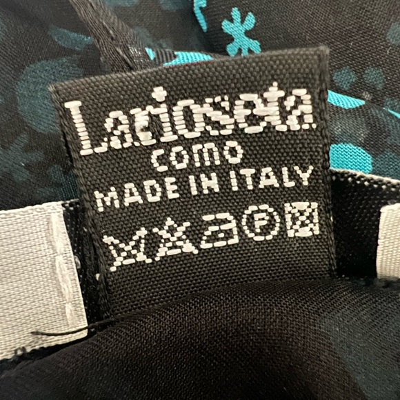 moschino blue heart flower floral silk long rectangle scarf love seide vintage - Picture 8 of 8